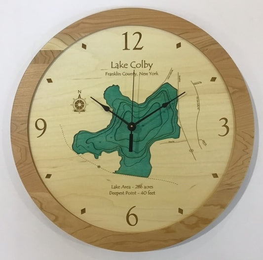 Lake Clock - Lake Colby NY Lake Map Clock