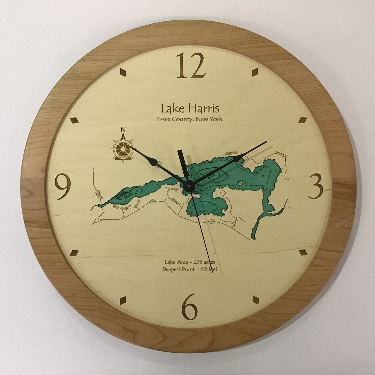 Lake Clock - Lake Harris NY Lake Map Clock