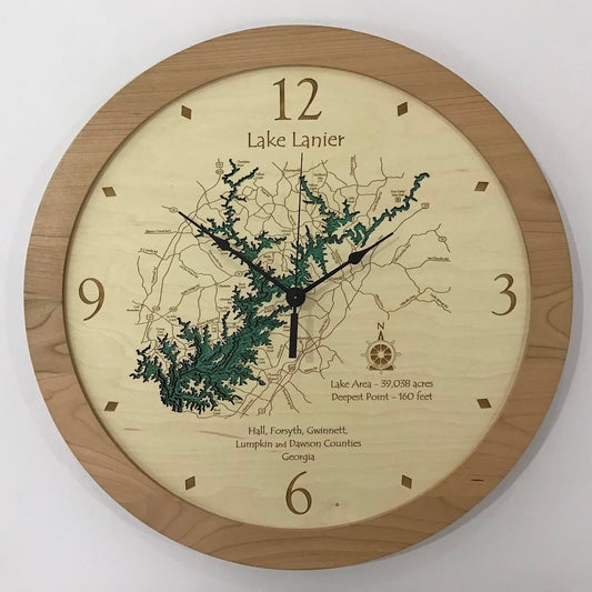 Lake Clock - Lake Lanier GA Lake Map Clock