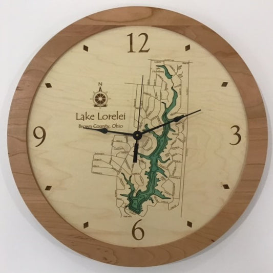 Lake Clock - Lake Lorelei OH Lake Map Clock
