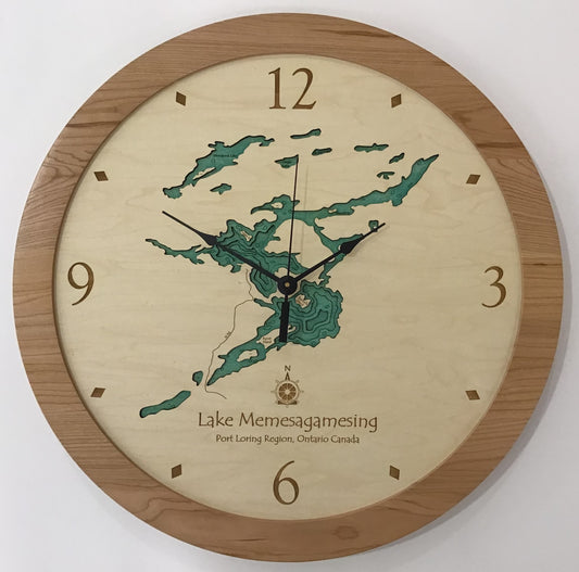 Lake Clock - Lake Memesagamesing Canada Lake Map Clock