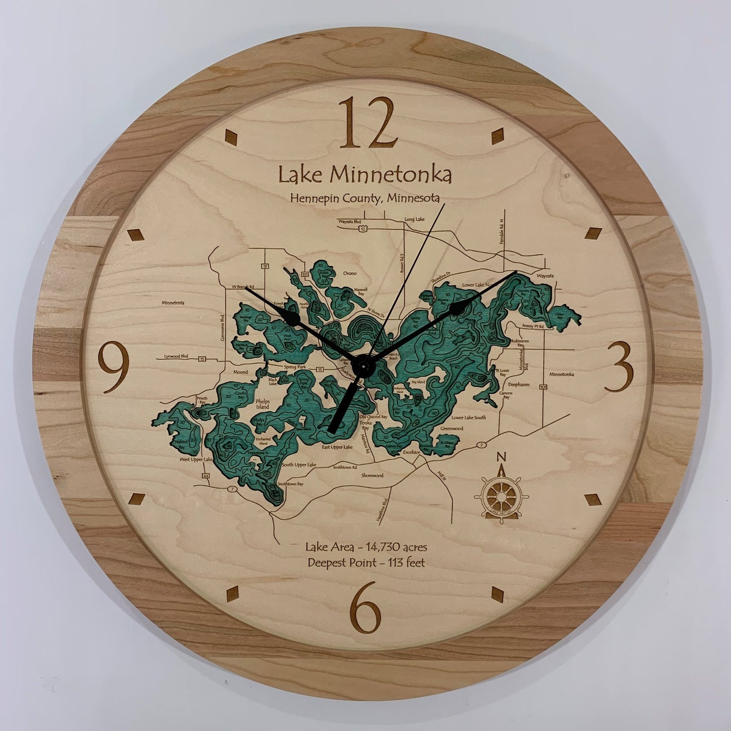 Lake Clock - Lake Minnetonka MN Lake Map Clock