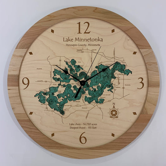 Lake Clock - Lake Minnetonka MN Lake Map Clock