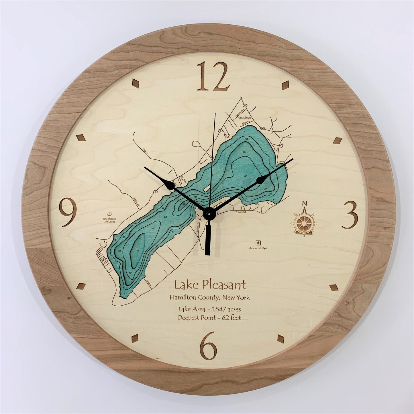 Lake Clock - Lake Pleasant NY Lake Map Clock