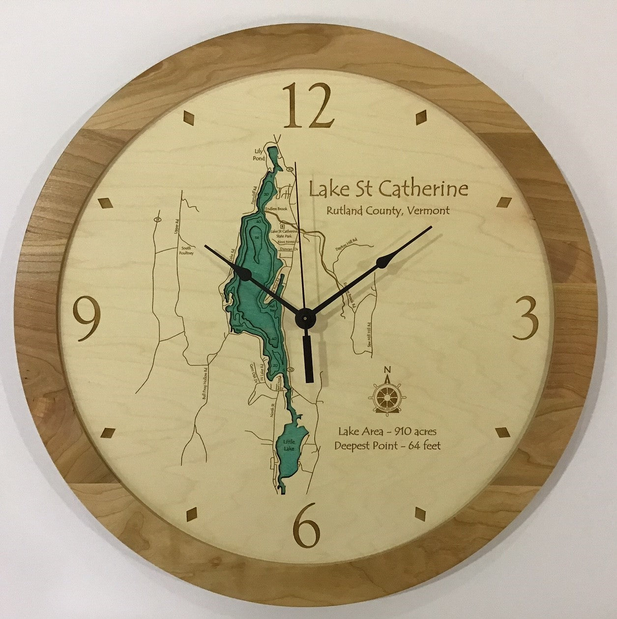 Lake Clock - Lake Saint Catherine VT Lake Map Clock
