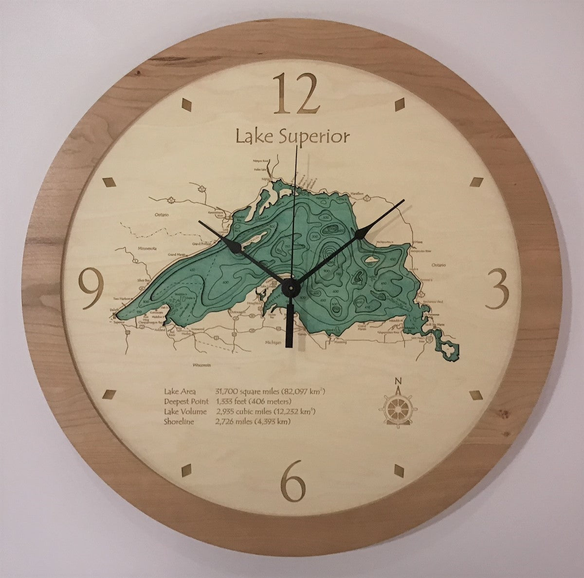 Lake Clock - Lake Superior Lake Map Clock