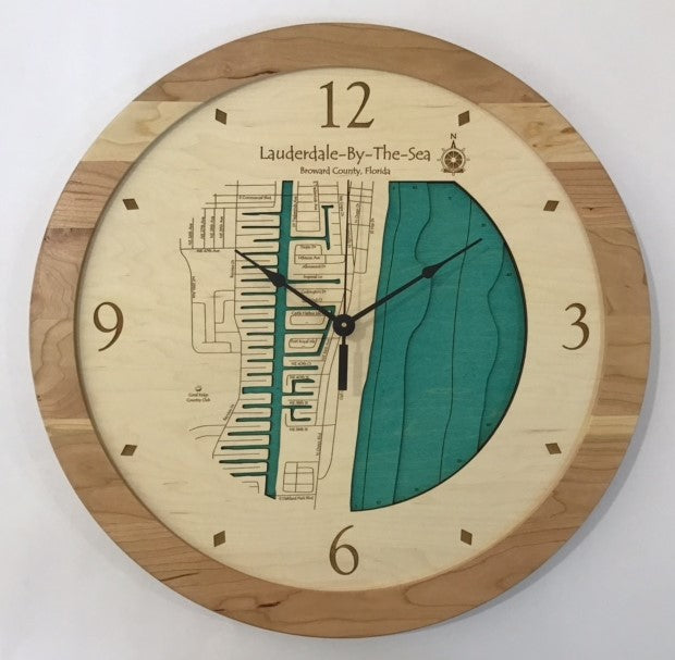 Lake Clock - Lauderdale By The Sea Florida Lake Map Clock