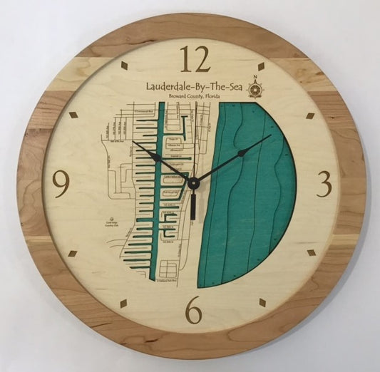 Lake Clock - Lauderdale By The Sea Florida Lake Map Clock
