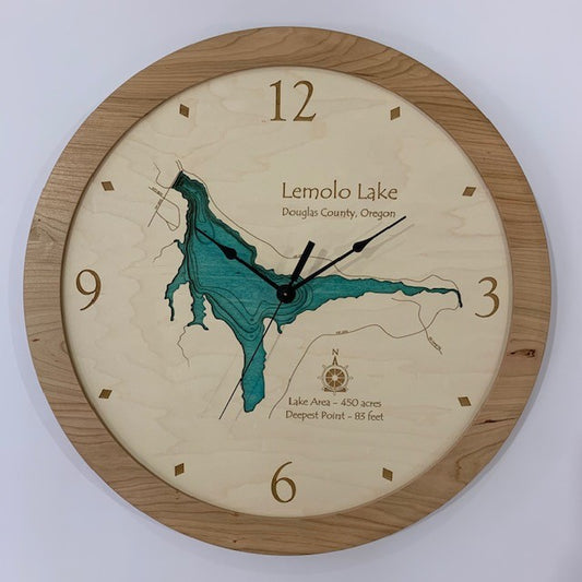 Lake Clock - Lemolo Lake OR Lake Map Clock