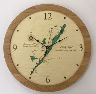 Lake Clock - Long Lake NY Wall Lake Map Clock
