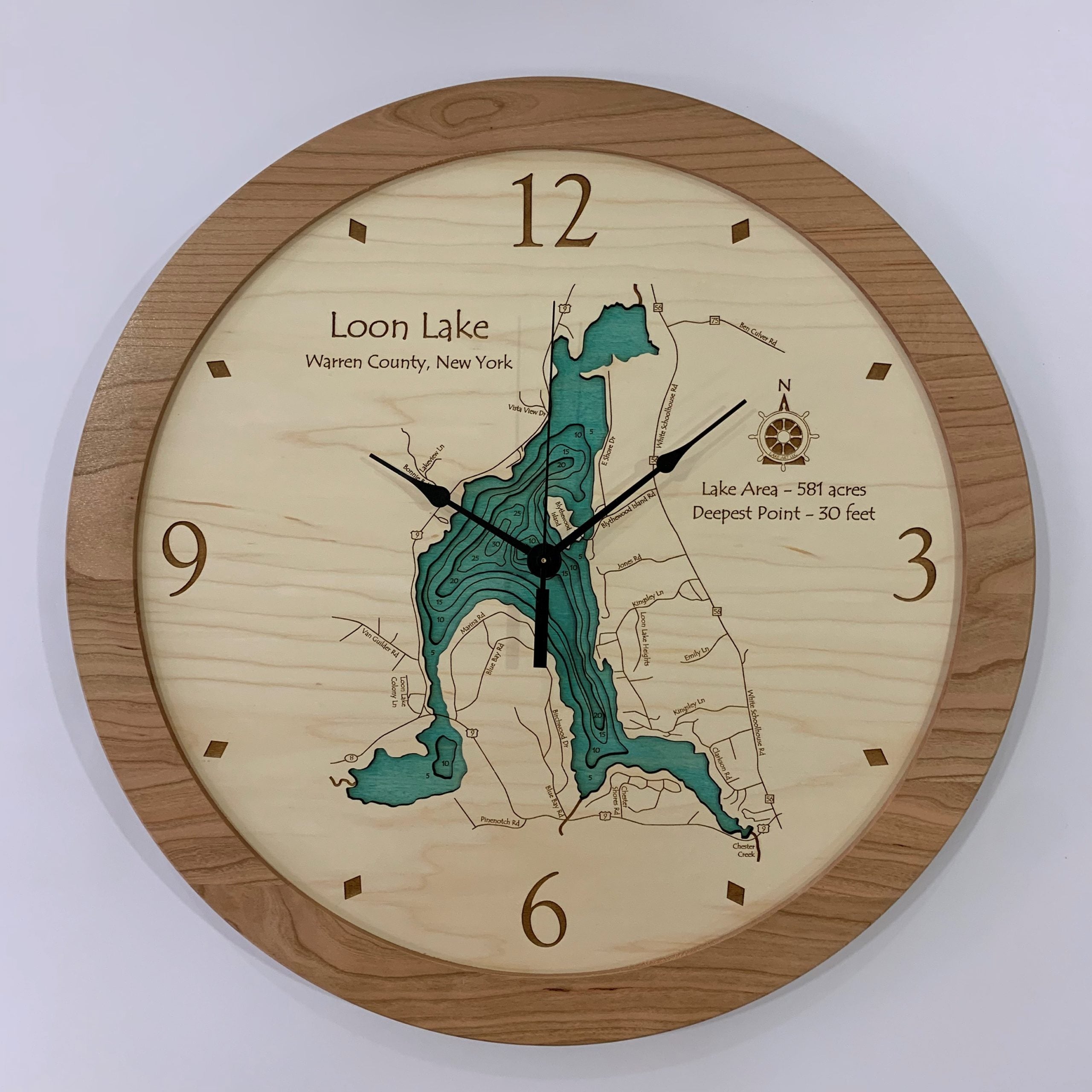 Loon Lake - Custom Wooden Lake Clock - Warren County New York - Time ...