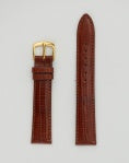 Two tan Hadley Roma HR Watchband - Teju Lizard 20mm MS801 straps, both with textured lizard patterns—one with a gold buckle and loop, the other showing multiple adjustment holes—are displayed on a plain light background.