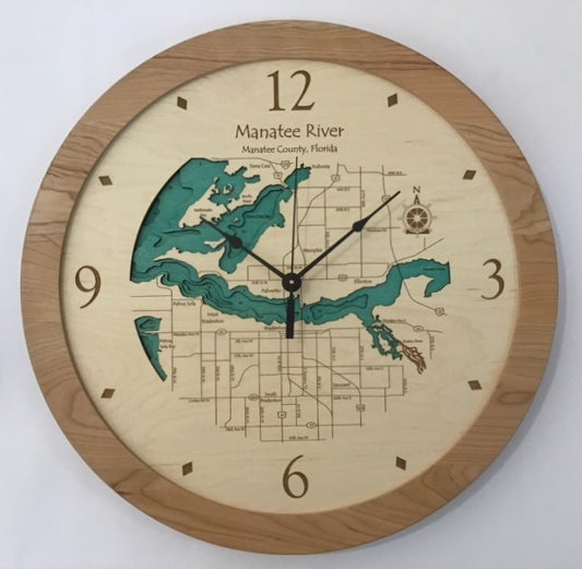 Lake Clock - Manatee River Florida Lake Map Clock