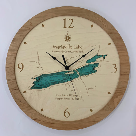 Lake Clock - Mariaville Lake NY Lake Map Clock