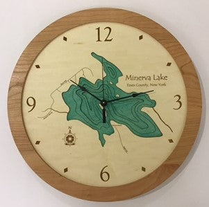 Lake Clock - Minerva Lake NY Wall Lake Map Clock