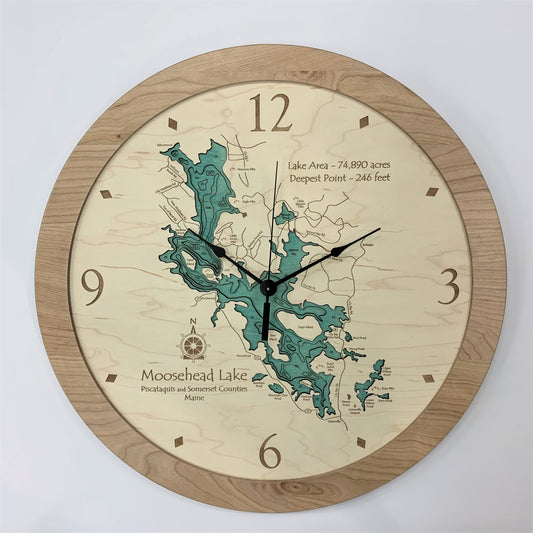 Lake Clock - Moosehead Lake ME Lake Map Clock