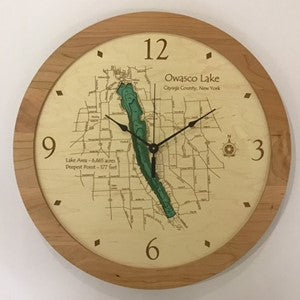 Lake Clock - Owasco Lake NY Lake Map Clock