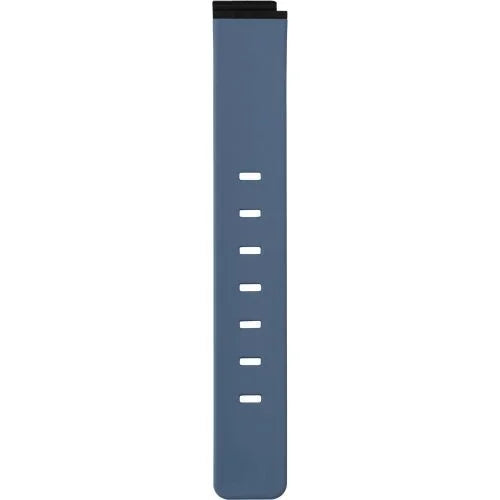 The Bering Watchband - Blue Silicone (15531-BVLX) by Bering features a black connector and multiple rectangular adjustment holes, inspired by Danish design, shown vertically on a white background.