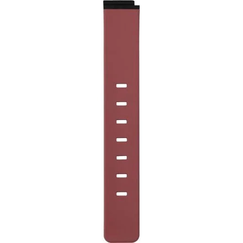 A Bering Watchband - Red Silicone - 15531-BVRX by Bering, featuring multiple adjustment holes, is shown from above on a white background.