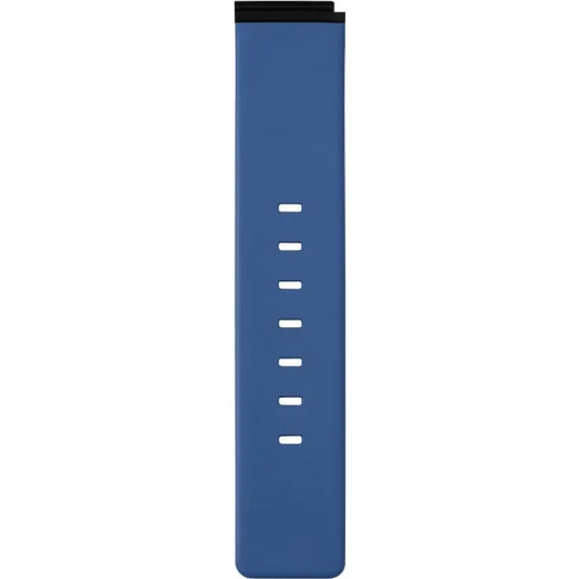 The Bering Watchband - Blue Silicone - 15540-BVLX boasts a rectangular shape, multiple adjustment holes, and a black top connector—an accessory inspired by Danish design from the brand Bering.