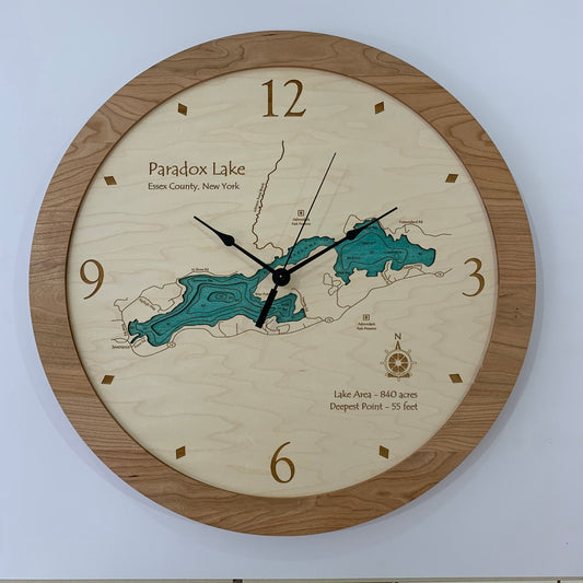 Lake Clock - Paradox Lake NY Lake Map Clock