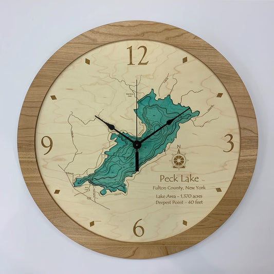 Lake Clock - Peck Lake NY Lake Map Clock