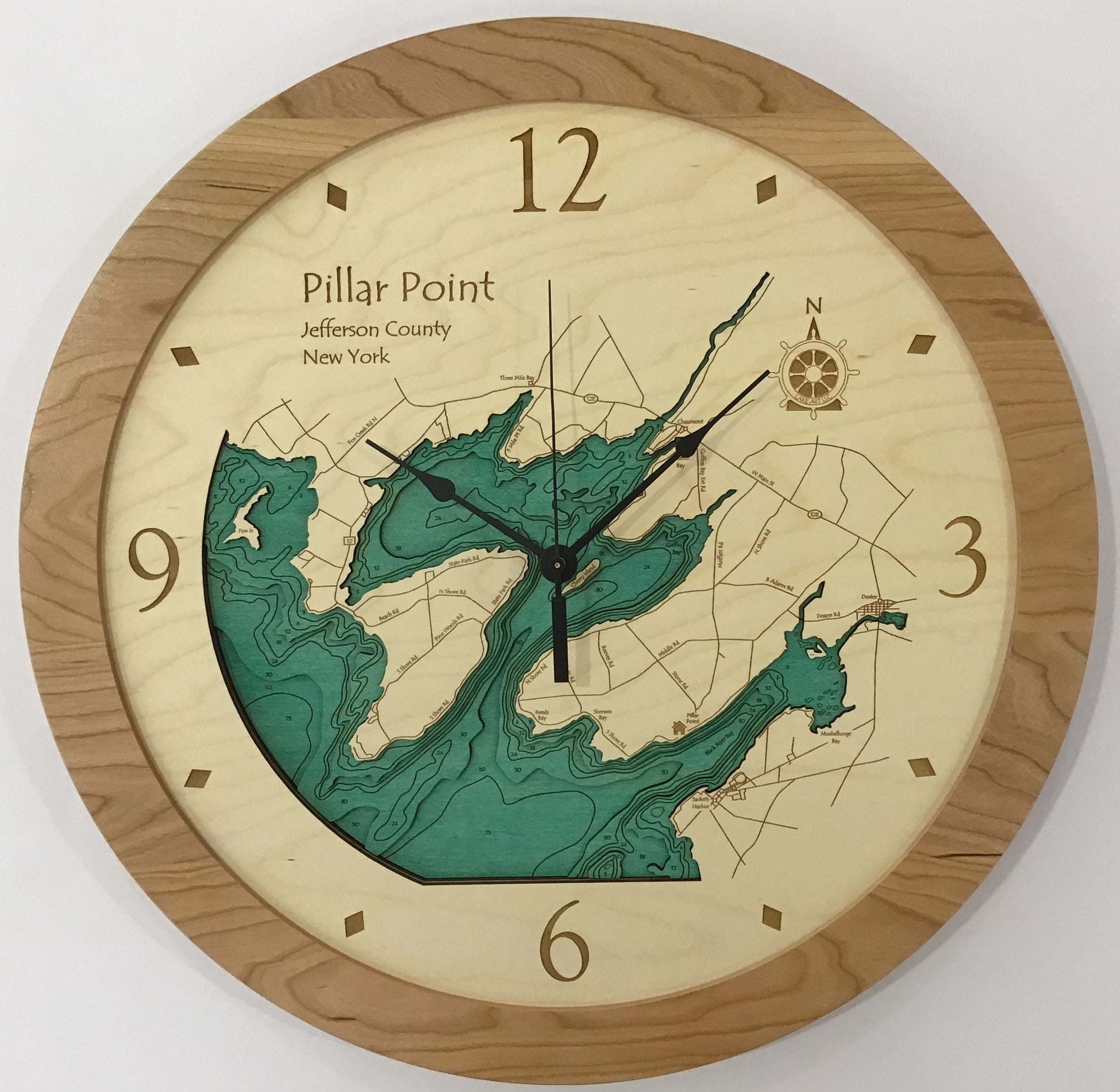 Pillar Point - Lake Ontario - Custom Wooden Lake Clock - New York ...