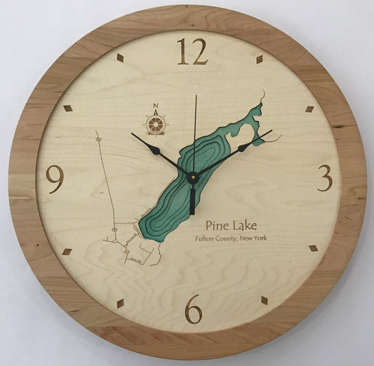 Lake Clock - Pine Lake NY Lake Map Clock