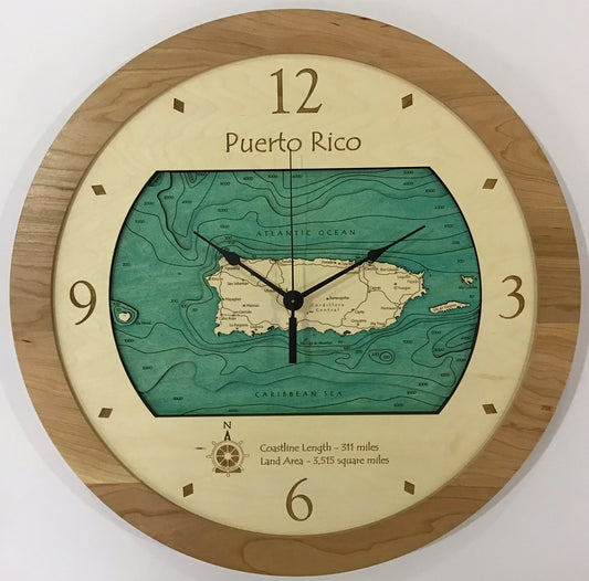 Lake Clock - Puerto Rico Map Clock