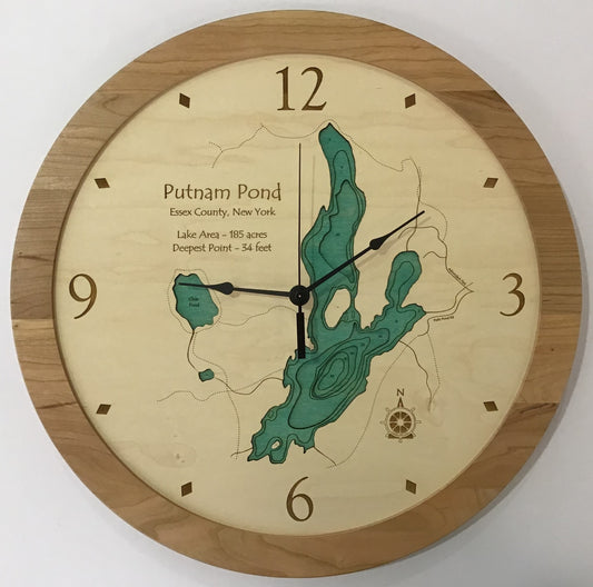 Lake Clock - Putnam Pond NY Lake Map Clock