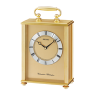 Seiko Clock - Gold Dual Chimes Carriage Clock - QHJ201GLH