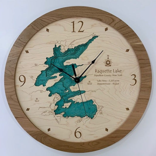 Lake Clock - Raquette Lake NY Lake Map Clock