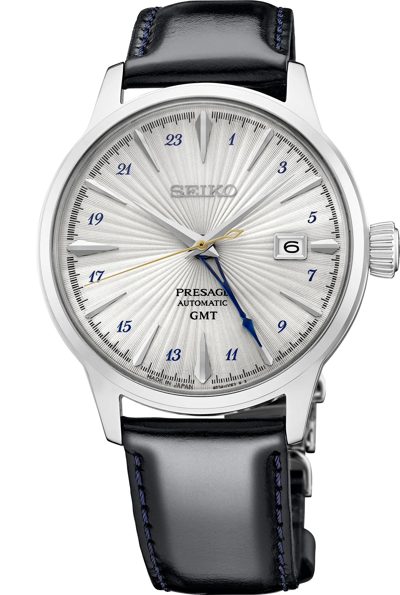 A close-up of the Seiko Presage Cocktail Time SSK049 highlights the intricate details and fine craftsmanship of this Japanese mechanical watch.