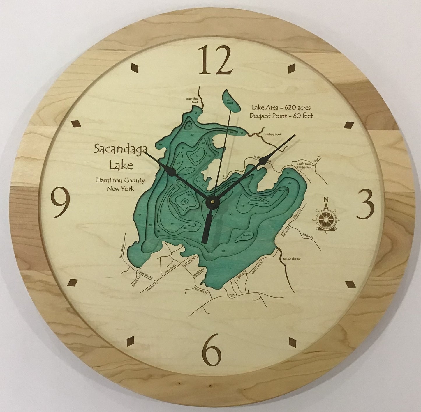Lake Clock - Sacandaga Lake NY Lake Map Clock