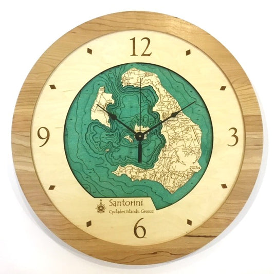 Lake Clock - Santorini Greece Map Clock