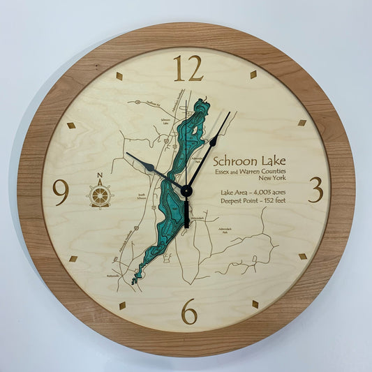 Lake Clock - Schroon Lake NY Lake Map Clock
