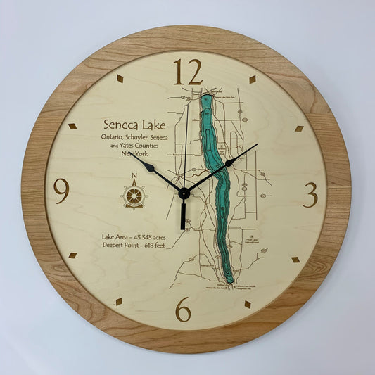 Lake Clock - Seneca Lake NY Lake Map Clock