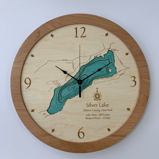 Lake Clock - Silver Lake NY Lake Map Clock