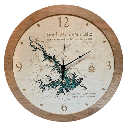 Lake Clock - Smith Mountain Lake - Custom Wooden Lake Clock - Virginia