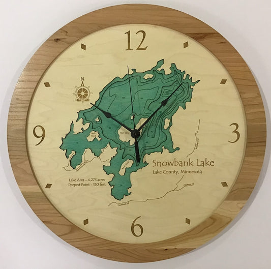 Lake Clock - Snowbank Lake NY Lake Map Clock