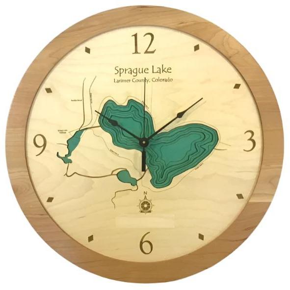 Sprague Lake - Custom Wooden Lake Clock - Colorado - Time Square Clock Shop