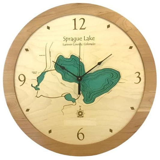 Lake Clock - Sprague Lake CO Lake Map Clock