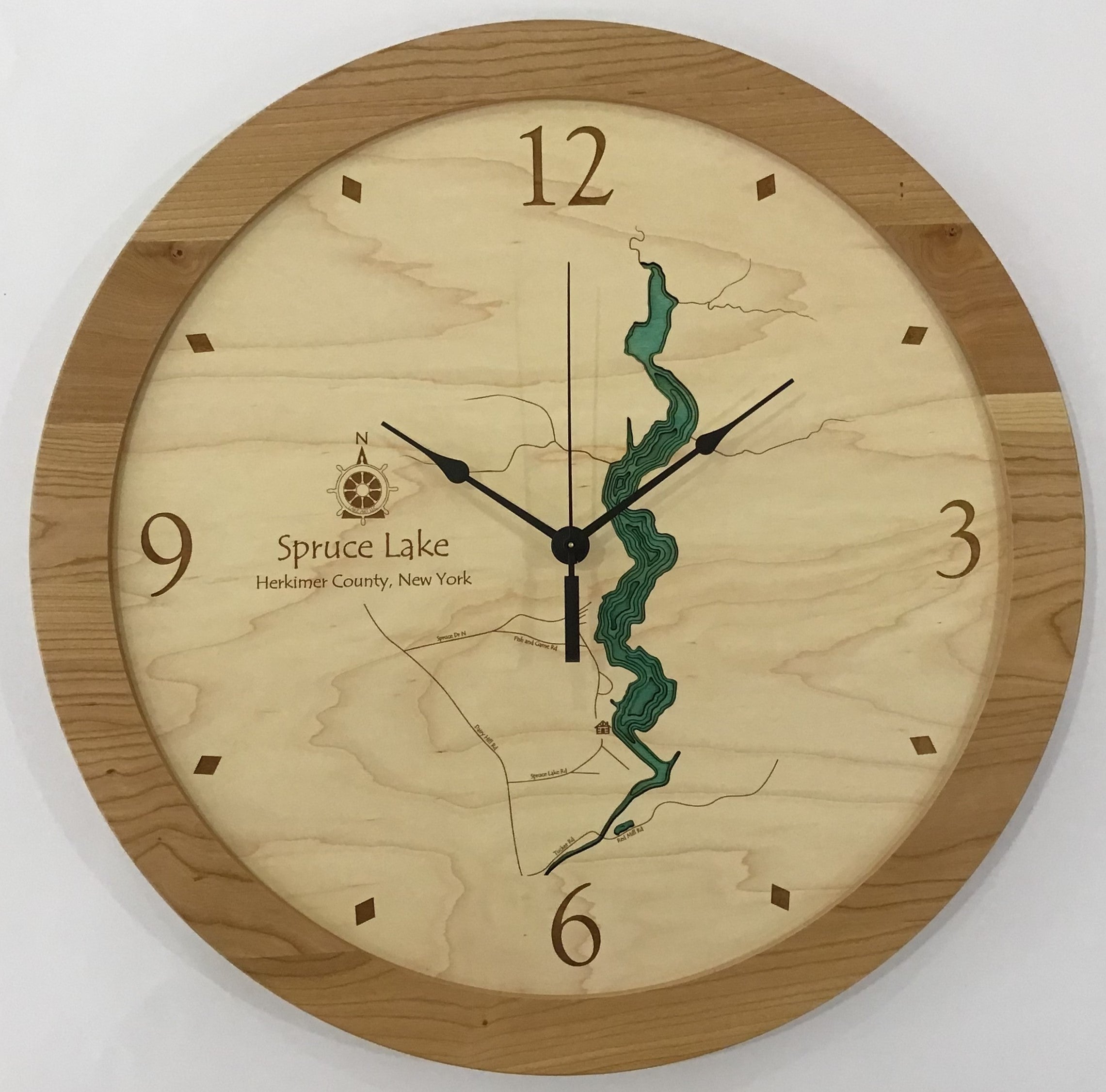 Spruce Lake - Custom Wooden Lake Clock - New York - Time Square Clock Shop
