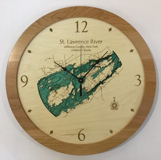 Lake Clock - St Lawrence River Jefferson County NY Lake Map Clock