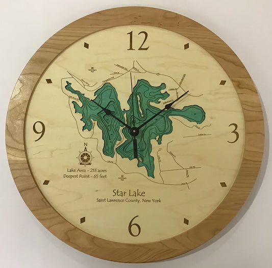 Lake Clock - Star Lake NY Lake Map Clock