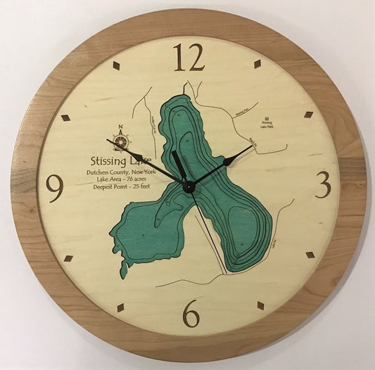 Lake Clock - Stissing Lake - Custom Wooden Lake Clock - New York