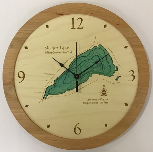 Lake Clock - Stoner Lake NY Lake Map Clock