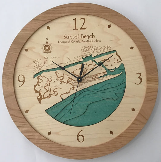 Lake Clock - Sunset Beach NC Lake Map Clock