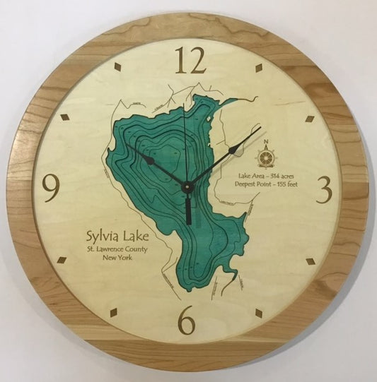 Lake Clock - Sylvia Lake - Custom Wooden Lake Clock - New York