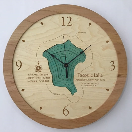 Lake Clock - Taconic Lake NY Lake Map Clock